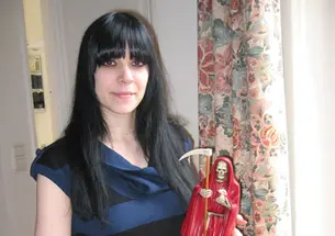 Eva Aridjis ’96, inset, and a scene from "La Santa Muerte", her documentary about a religious figure of death.