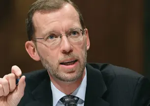 Doug Elmendorf ’83, testifying before the Senate Budget Committee in January.