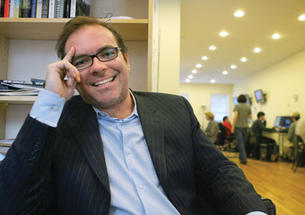 Joshua Micah Marshall ’91 in his office, shortly after he learned he had received the prestigious Polk Award for legal reporting.