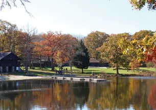 LIVE.NB_BlairsBassLakeDanielsonLodge.jpg A view of Danielson Lodge from Bass Lake at the Princeton-Blairstown Center.