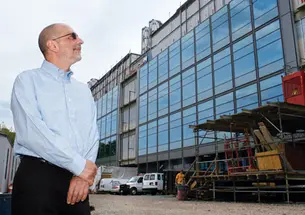 Robert Cava, chairman of the chemistry department, outside the new chemistry building. The 263,000-square-foot structure is scheduled to open in the fall of 2010.