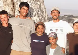 Princeton’s Engineers Without Borders team in Ethiopia: from left, Neal Yuan ’10, Kevin McGinnis ’11, Chris Courtin ’10, Sucharita Ray ’10, Feruz Erizku ’11, professional mentor Eric Kurtz, and Anthony Soroka ’10. 