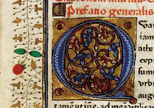 From “Biblio,” a detail of a 1466 illuminated copy of Cicero’s “De Officiis” (“On Duties” or “On Obligations”). 