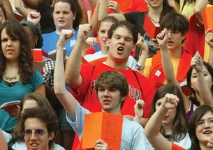 At the freshman step sing, a rousing locomotive cheer.