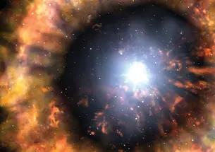 A digital representation of the explosion of a supernova.