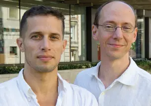 Professors D. Graham Burnett ’93, left, and Jeff Dolven