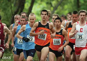 Donn Cabral ’12, center, won the men’s race with the second-fastest time in Heps history.