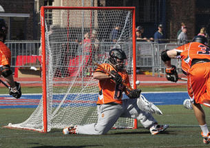  Tyler Fiorito ’12 has been solid in goal, but Princeton’s offense has not kept up with top opponents.