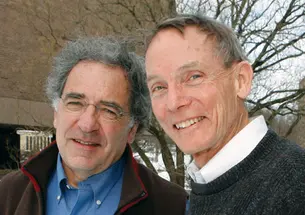 Professors Robert Austin, left, and William Happer *64