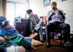 James Blue 91, far right, with Afghan students.