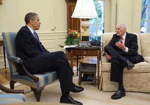 James Sterling Young ’49 with President Barack Obama in 2010 