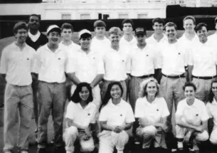 The Princeton men’s and women’s golf program in 1991-92, the first year of varsity play for the Tiger women.