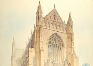A watercolor of the University Chapel prior to its construction.