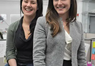 Catharine Bellinger ’12, left, and Alexis Morin ’12 in the New York office of Students for Education Reform.