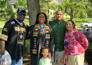 Natasha Alford *24 with her family at Commencement.