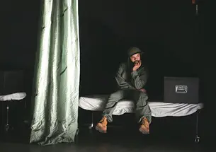 Blake Edwards ’15 in The Basic Training of Pavlo Hummel, one of two student productions focused on the Vietnam War.