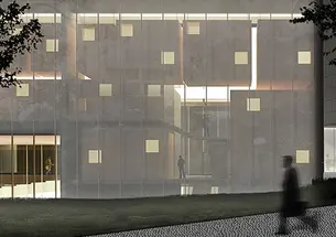 Architect’s rendering of the new music building.