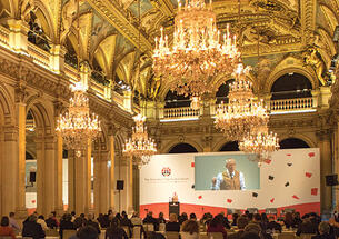 Princeton professor Jeremy Adelman speaks at the Princeton-Fung Global Forum in Paris.
