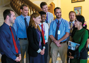 Woodrow Wilson School MPA students meet with opposition-party leader Aung San Suu Kyi, far right, in Myanmar.