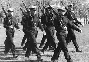 NROTC students in formation, pictured in the 1964 Bric-A-Brac.