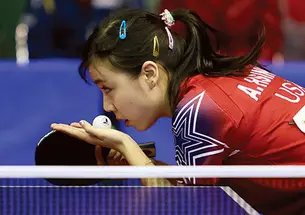 Ariel Hsing ’17 prepares to serve during a 2013 competition in Morocco.