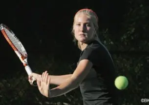 Freshman Alanna Wolff won the clinching singles match against Arizona State. (Beverly Schaefer)