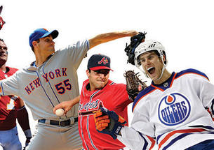From left: Mike Catapano ’13, Chris Young ’02, David Hale ’11, and Taylor Fedun ’11.