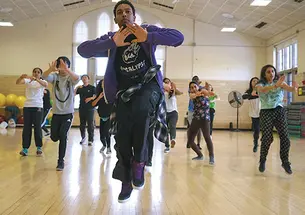 OTC-WinterHipHop6507new.jpg Don Wilson ’15, of the Black Arts Company: Dance, leads students in a hip-hop routine.