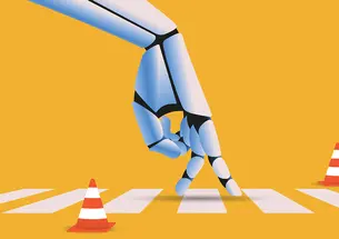 Robot hand in a crosswalk