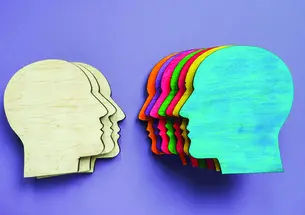 Graphic illustrating diversity using differently colored heads