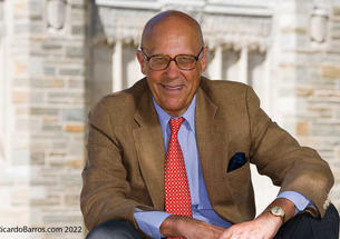Photo of Leonard L. Milberg ’53 with a Princeton building in the background.