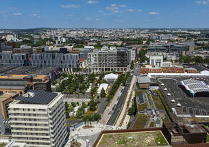An aerial view of the Paris 2024 Olympic Village on June 26, 2024, 2024. 