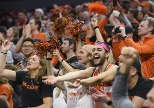 Princeton fans cheer as the Tigers beat Missouri, 78-63, in the men’s NCAA Tournament on March 18.
