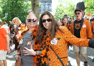 PAW-2023 P'rade0723.JPG Brandice Canes-Wrane ’93, left, and Stephanie Schueppert ’93 at the 2023 P-rade.