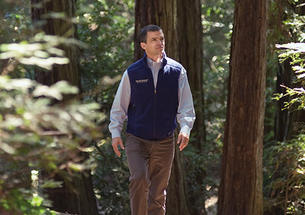 Redwoods are “exemplars of resilience, patience, and forgiveness,” says Sam Hodder ’91, head of the San Francisco-based Save the Redwoods League.