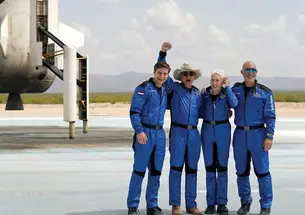 Oliver Daemen, Jeff Bezos ’86, Wally Funk, and Mark Bezos’ 