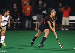 Co-captain Michelle Cesan ’14 on the attack against Yale.