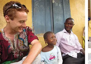 Raphael Frankfurter ’13 at work in Sierra Leone and Shirley Gao ’13 with a local boy.