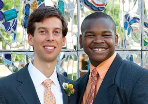 Charles N. Insler ’03, left, with Jordon, with whom he was paired in a Big Brothers program.
