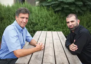 Yadin Kaufmann ’80, left, runs Sadara Ventures, the first investment fund to focus on Palestinian technology companies, which he founded with a Palestinian partner, Saed Nashef.