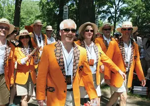 About 24,000 people attended Reunions, and most marched in the P-rade. Here, wearing their new jackets, an enthusiastic contingent of more than 1,500 marchers from the Class of 1988 led the classes in the P-rade.