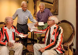 Friends for life: ’52 classmates, from left, James Baker, James Detmer, Barnabas McHenry, and David Paton