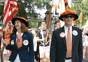Grand marshal Jean Telljohann ’81 with next year’s grand marshal, Daniel Lopresti *87