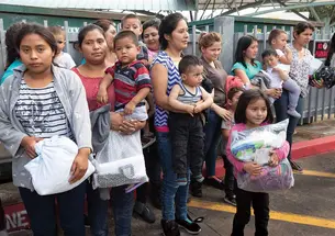 Immigrant mothers and children who were detained at the U.S.-Mexico border in Texas