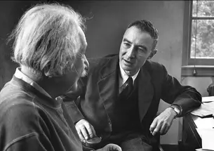 J. Robert Oppenheimer and Albert Einstein 