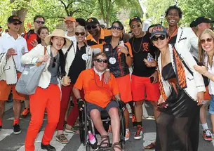 From left, front: June Wu ’92, Josh Rudolph ’92, Emily Moqtaderi ’92, Leon Newsome ’92, Jeff Zerba, Linda Jeo Zerba ’92, Craig Powell ’92, Irma Martinez ’92, Nicola Springer ’92, and Jen Roos ’92