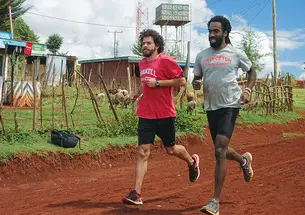 Russell Dinkins ’13, right, and Daniel Thomas are training in Iten, Kenya.
