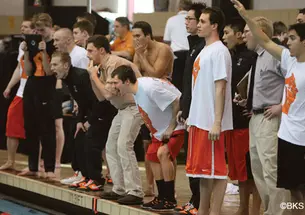 SP-ExtraPoint-HYP588new.jpg Princeton swimmers and divers cheer on their teammates at the HYP meet Feb. 3. The Tigers lost to Harvard, but will have another chance to top the Crimson at the Ivy Championships.