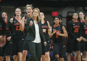 Courtney Banghart, shown during a win at Penn, is in her ninth season with the Tigers.