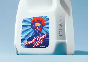 Cornell West on a milk jug